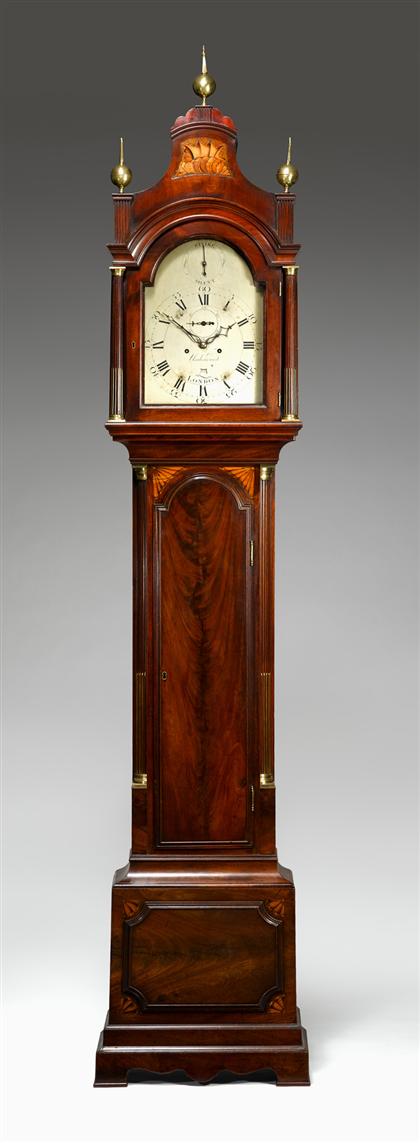 Georgian mahogany inlaid tallcase clock