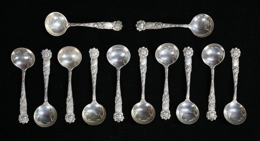 12 ALVIN BRIDAL ROSE STERLING SOUP 2fe4a0