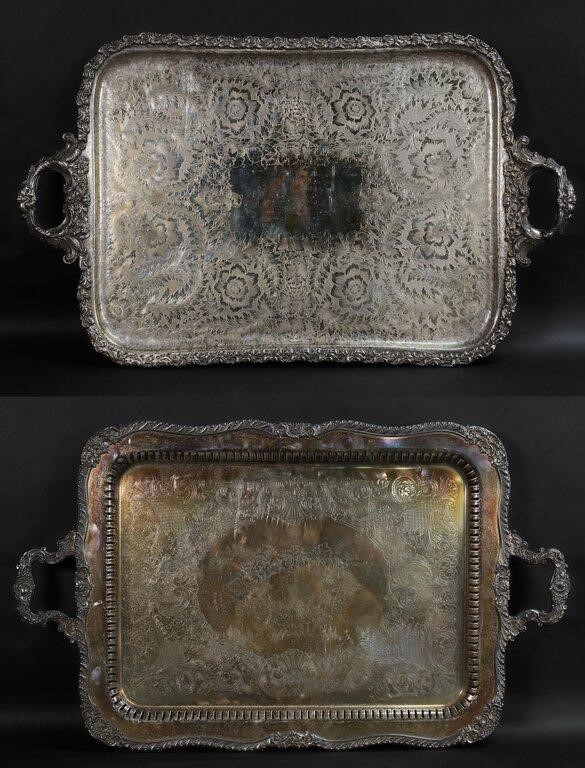 2 ENGLISH SILVERPLATE SERVING TRAYS2