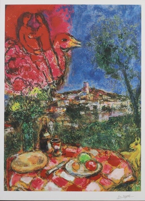 AFTER MARC CHAGALL "LOVERS OVER