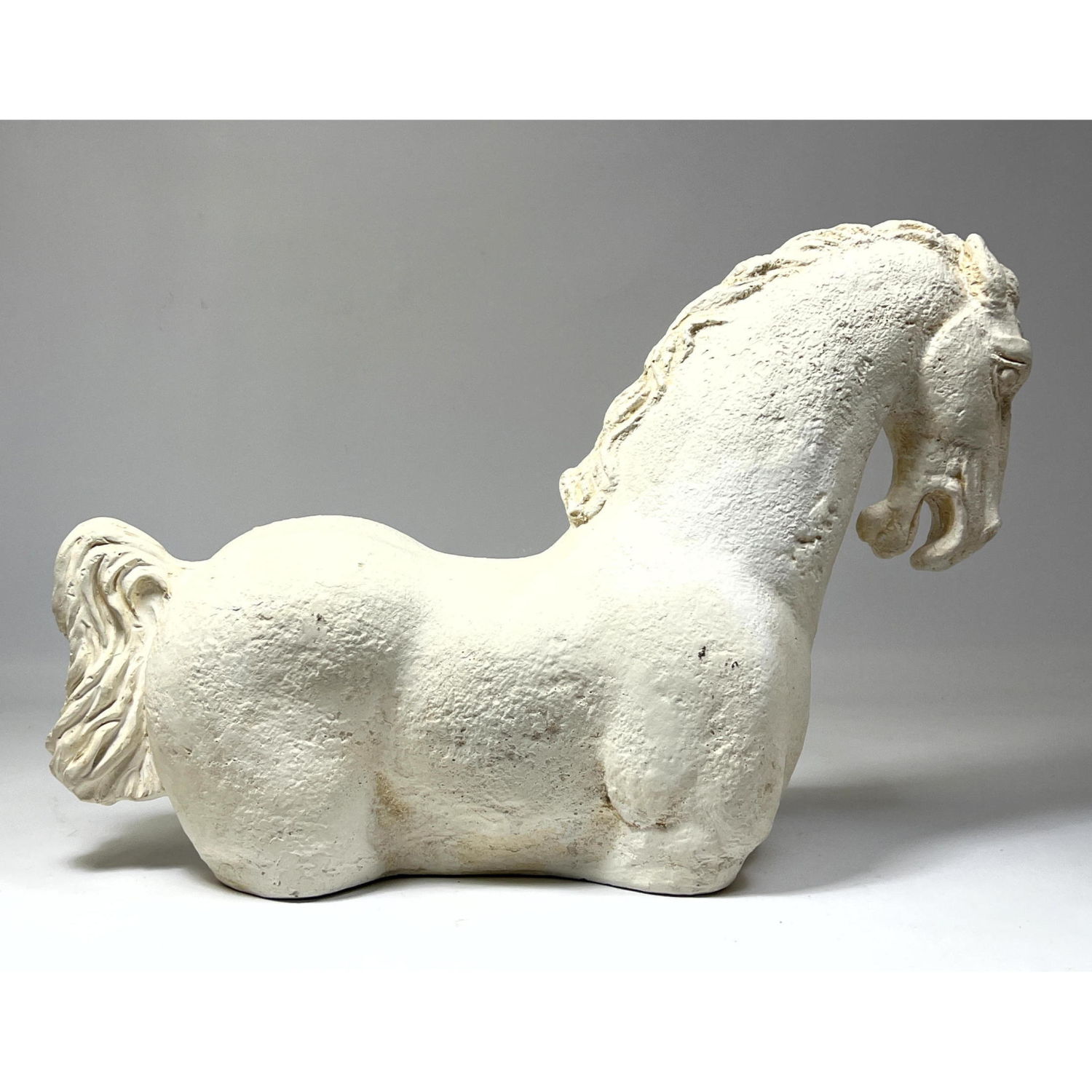 Mid Century Modern Plaster Horse Sculpture.