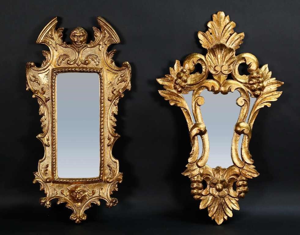 2 CARVED GILTWOOD MIRRORS2 carved 2fe4f6