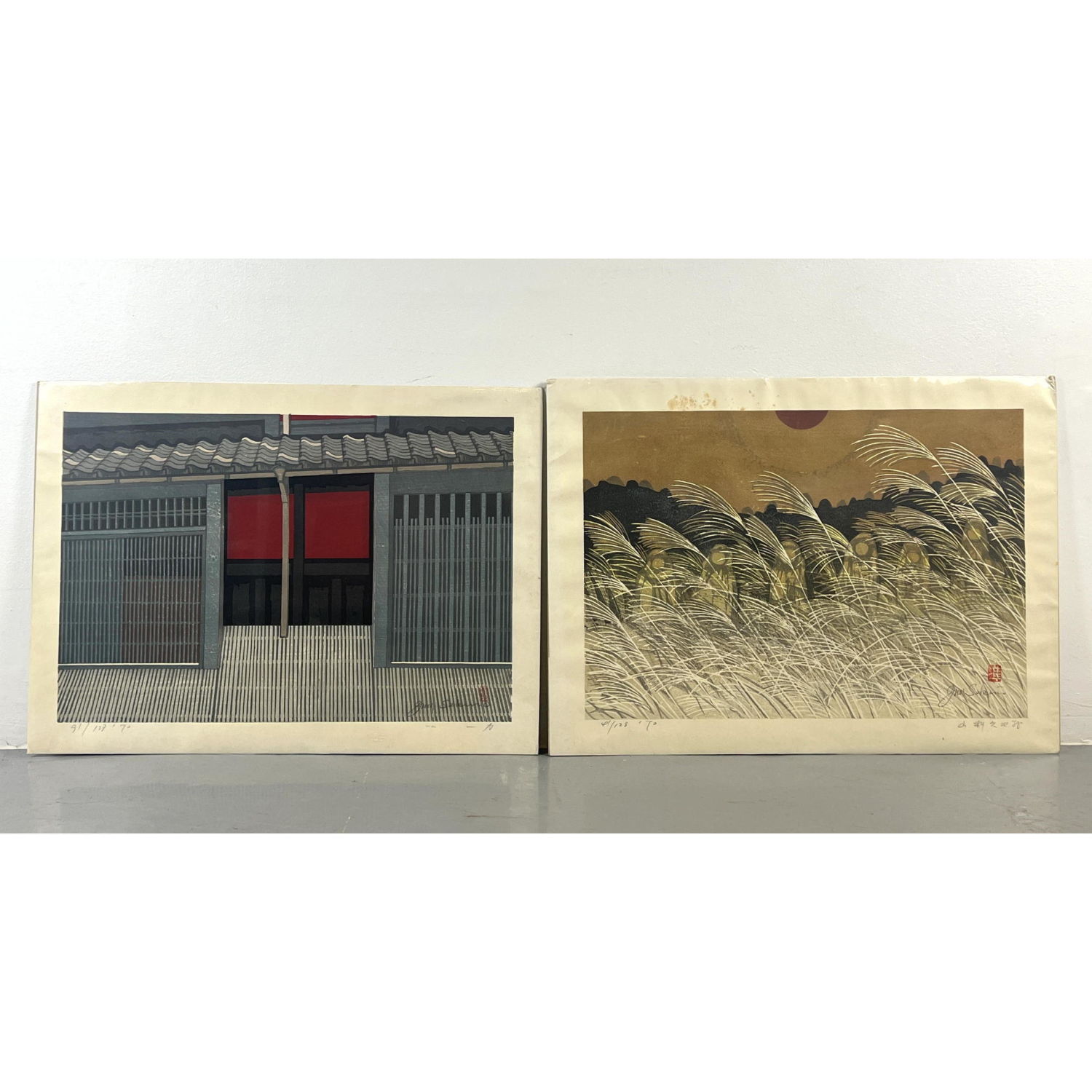 2pc JUNICHIRO SEKINO Japanese Woodblock 2fe500