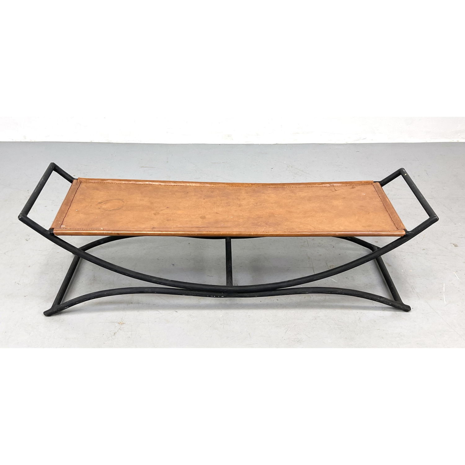 Iron and Leather low bench 

Dimensions: