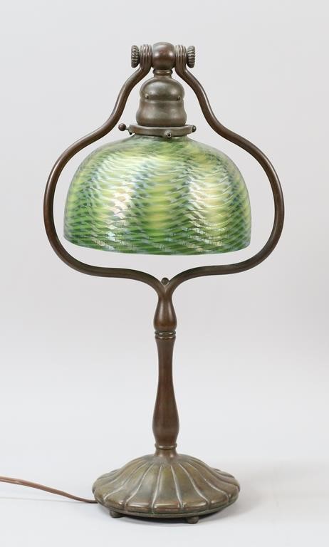 TIFFANY STUDIOS DAMASCENE HARP LAMPTiffany