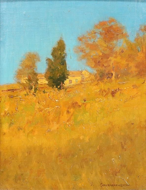 CHARLES WARREN EATON OIL ON PANEL AUTUMNCharles