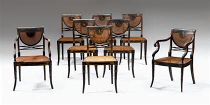 Set of eight Regency japanned dining 4ca2e