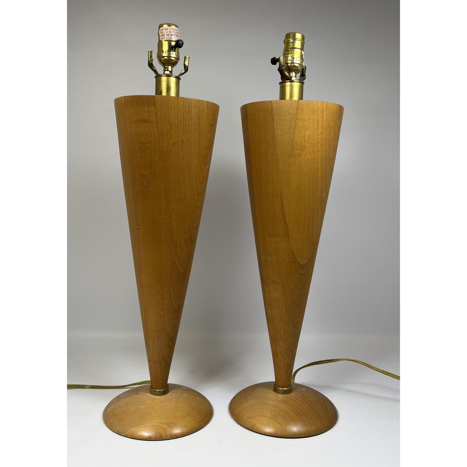 Pair of modernist maple table lamps