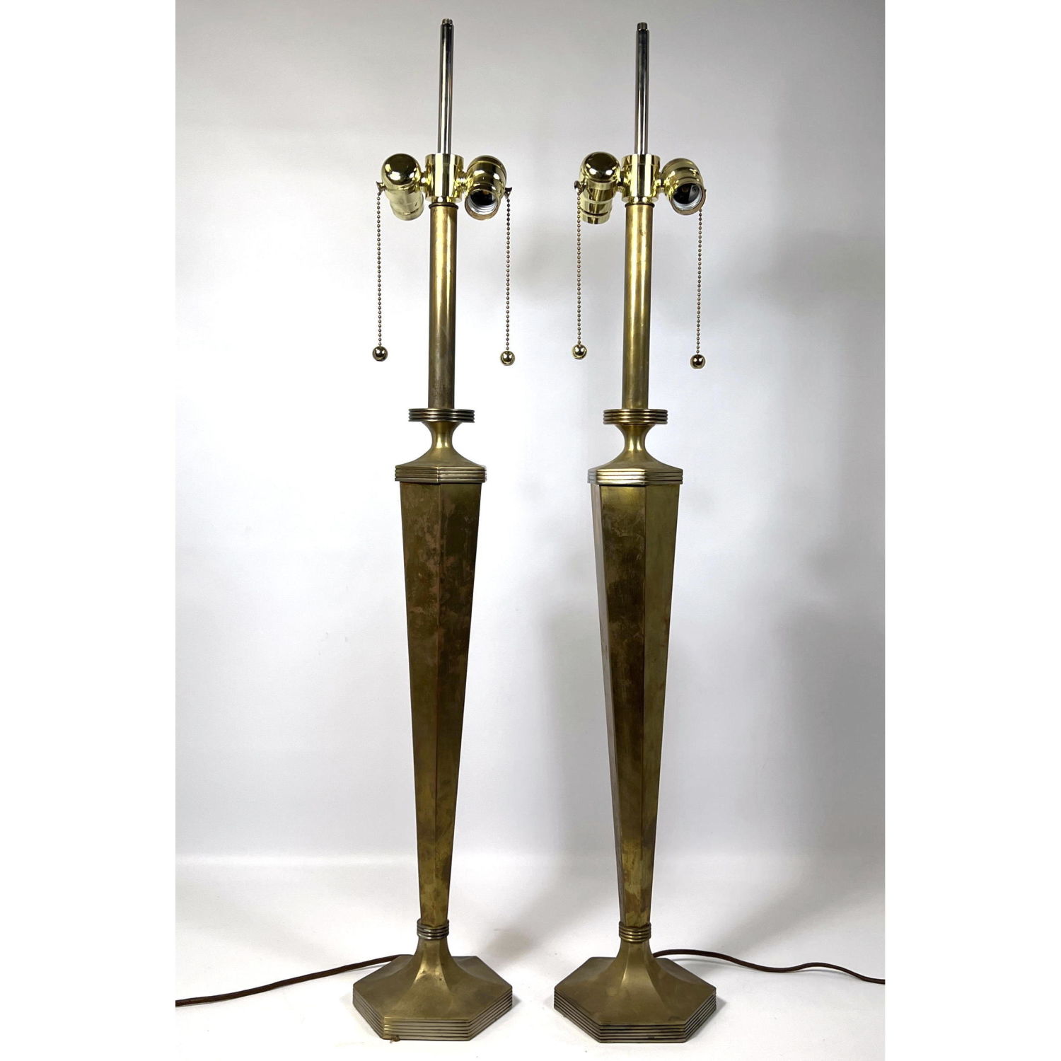 Pair Tall Decorator Brass Table 2fe64b