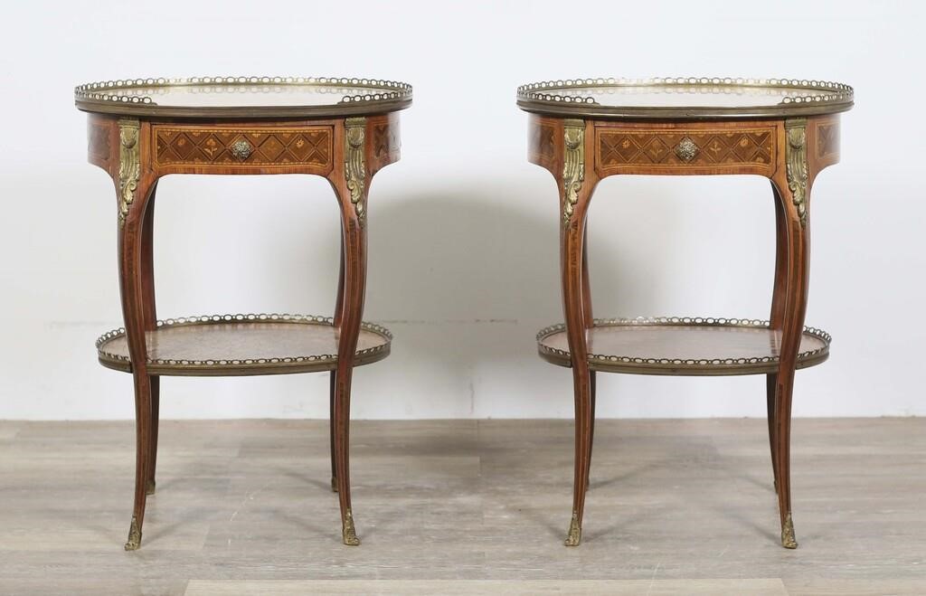 PAIR OF LOUIS XV STYLE MARBLE TOP