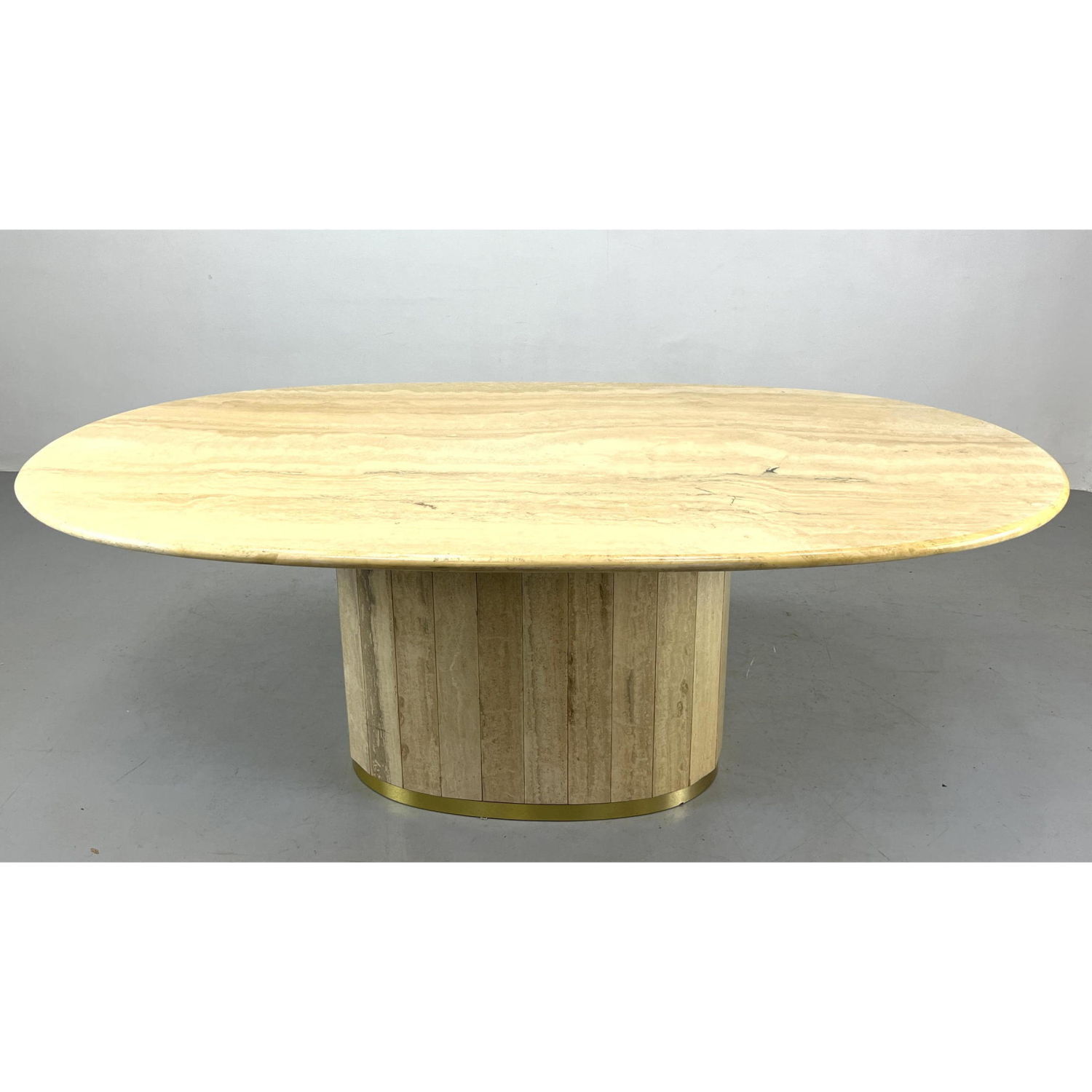 Modernist Travertine Marble Oval