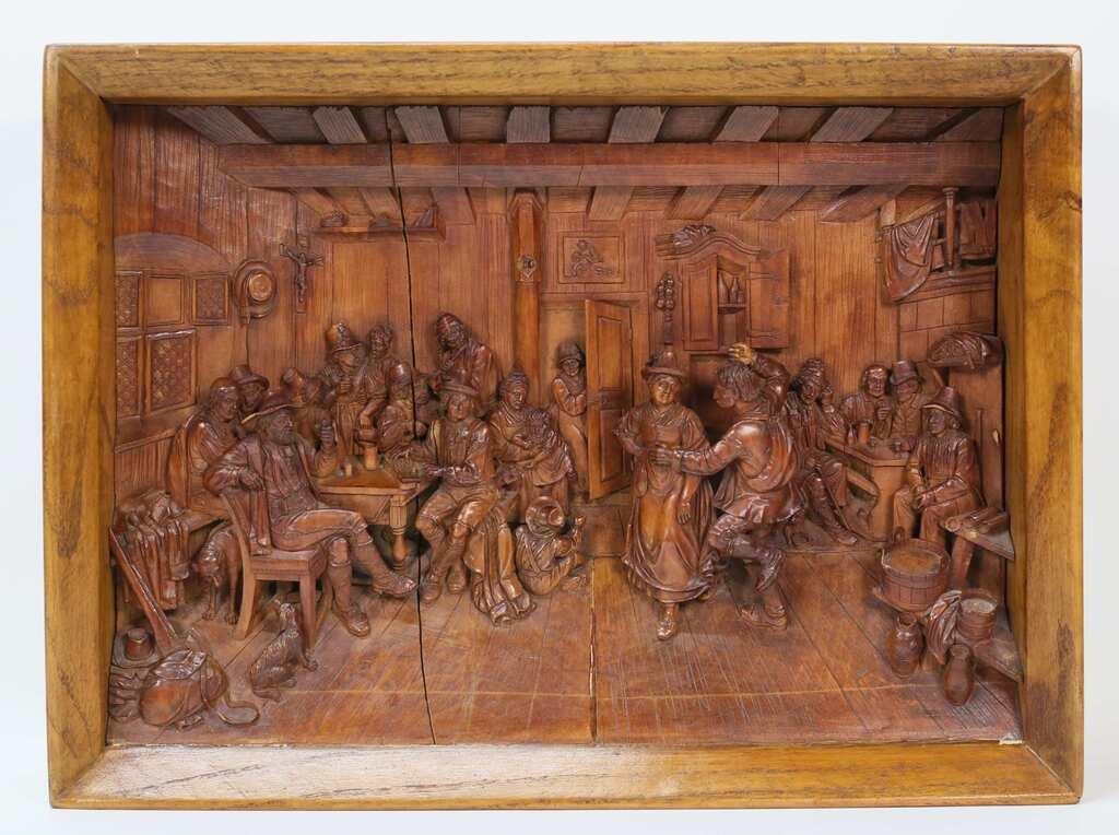 HIGH RELIEF GERMAN CARVED WOOD 2fe6b0