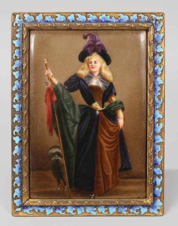 SIGNED ENS PORCELAIN PLAQUE WOMAN 2fe6ba