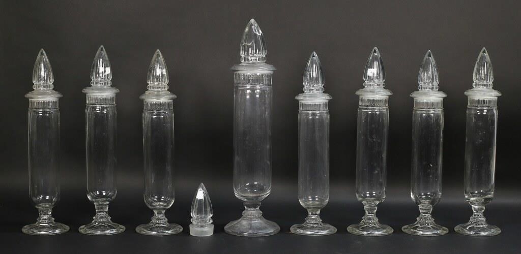 8 GLASS APOTHECARY JARSSet of 7 glass