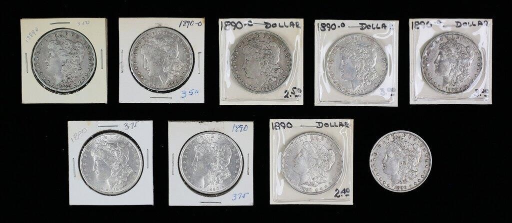 9 1890 MORGAN SILVER DOLLARS3 1890 2fe71c