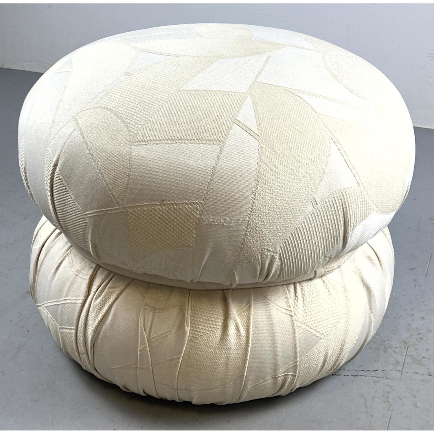 Upholstered Stacked Double Pouf