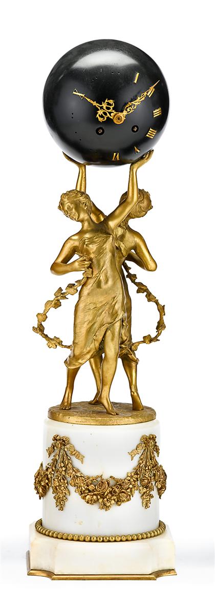 French gilt bronze and marble clock 4ca56
