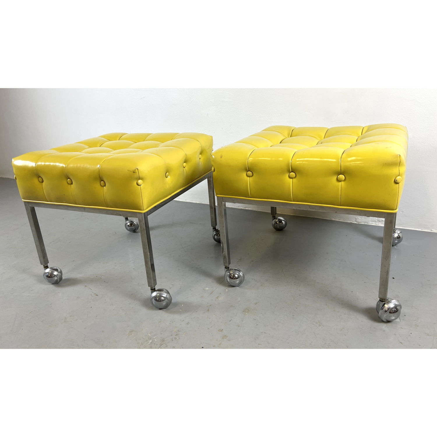 Pair 70s Modernist Rolling Stool 2fe77c