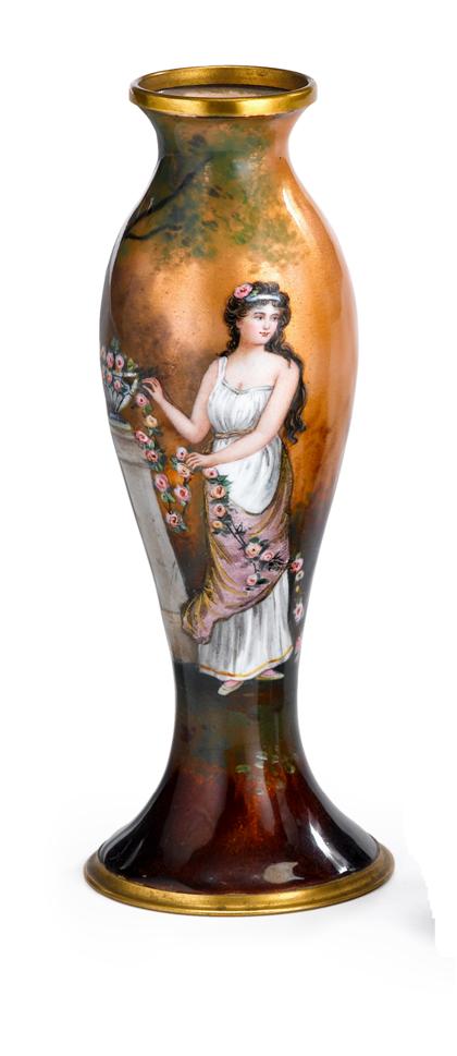 Limoges enamel vase    early 20th