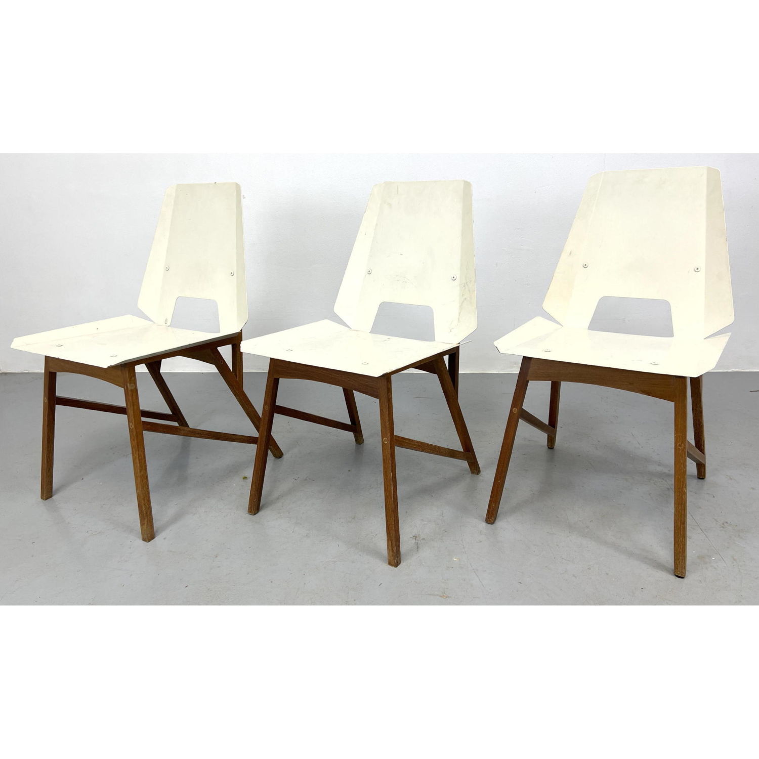Set 3 Modernist Side Dining Chairs.