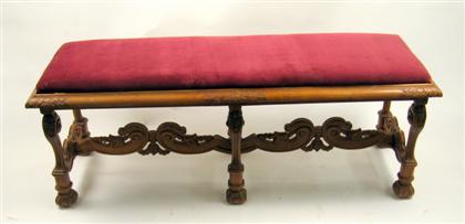 French carved walnut bench    The