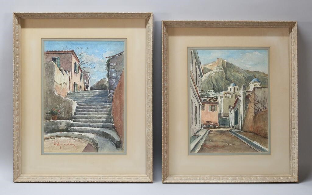 PAIR OF WATERCOLORS OF GREECE SIGNED 2fe817