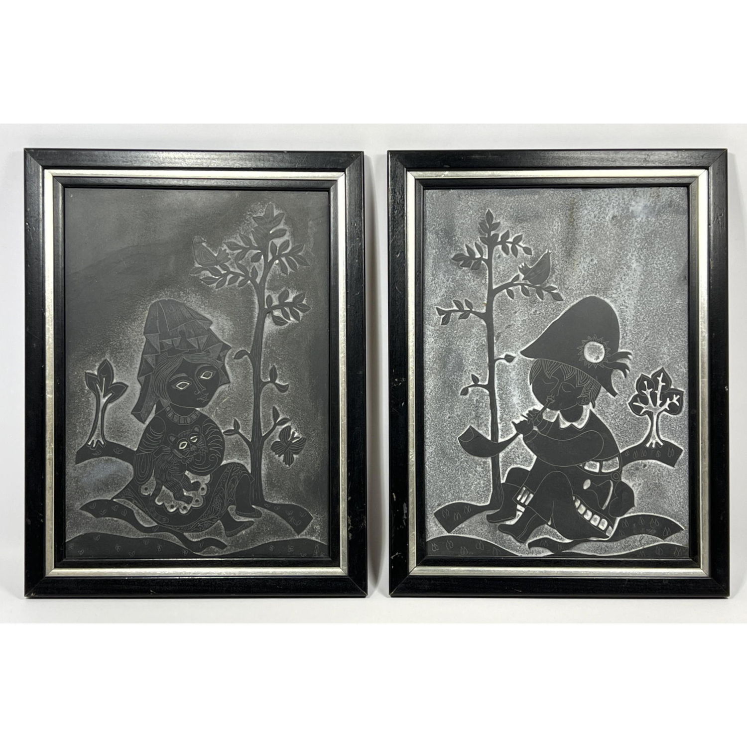 Pr J.S. Carved Panels. Boy and