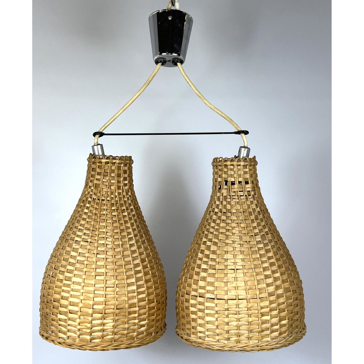 Double Shade Woven Rattan Pendant 2fe86f