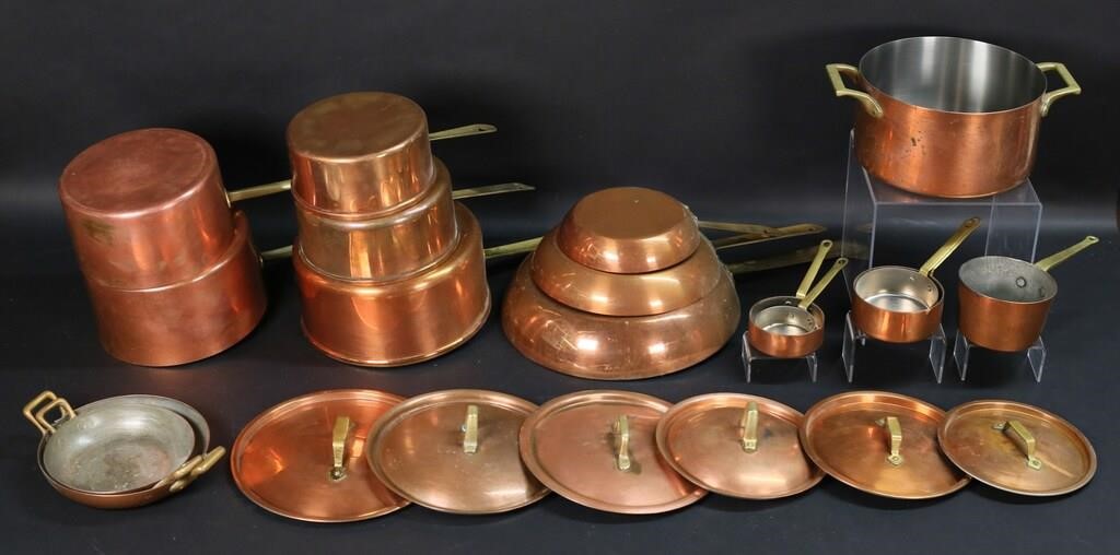 LOT OF COPPER COOKWARE22 pieces of copper