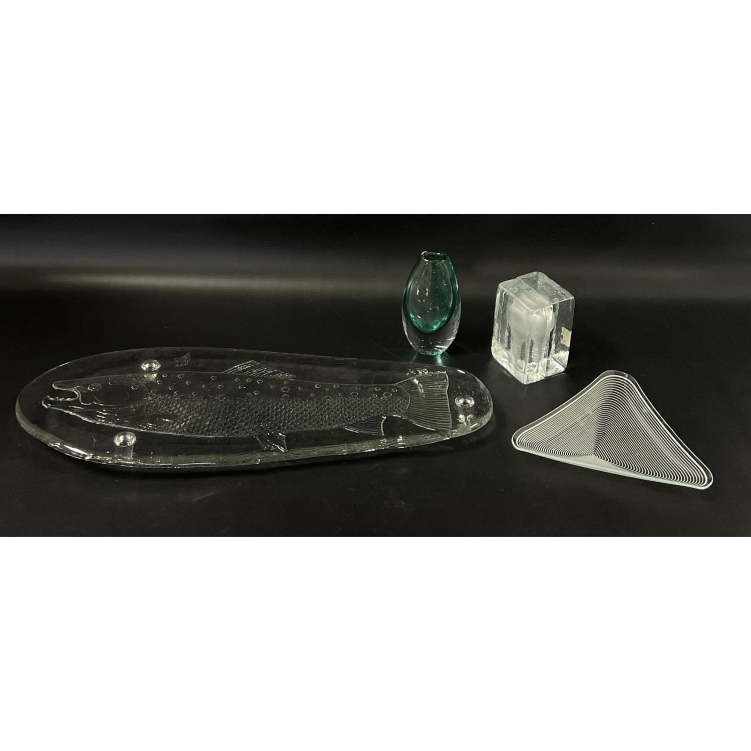 Modernist Glass Lot. Fish Tray,