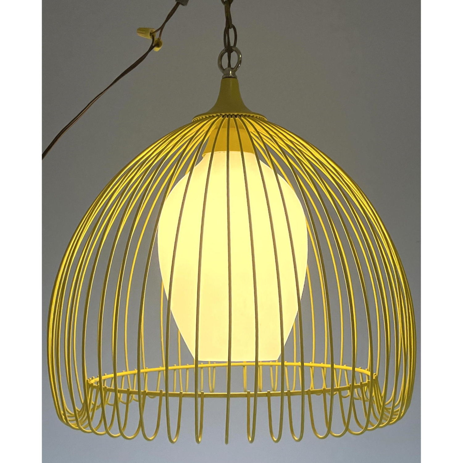 Yellow Rod Cage Form Shade Hanging