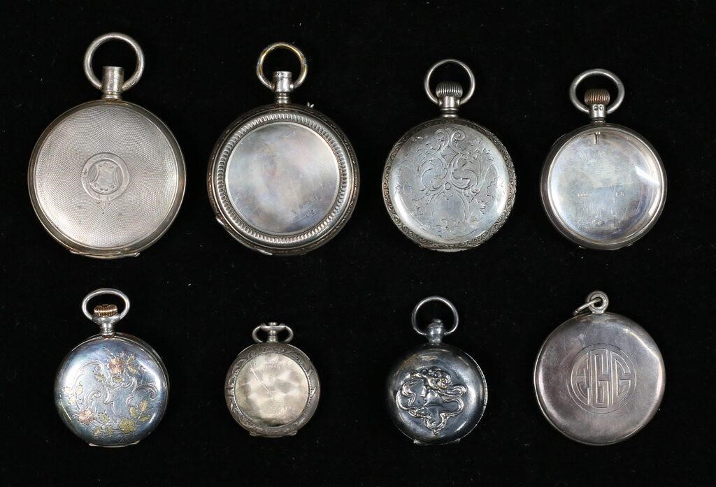 GROUPING OF STERLING WATCH CASESC.W.C.