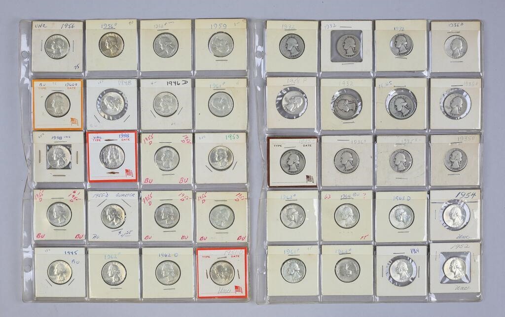 40 WASHINGTON QUARTERS FROM 1932