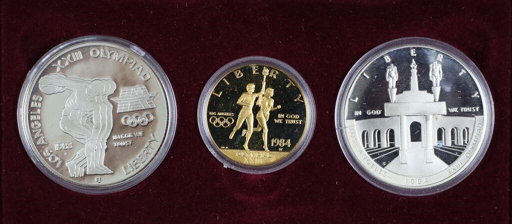 1984 OLYMPIC PROOF GOLD AND SILVER