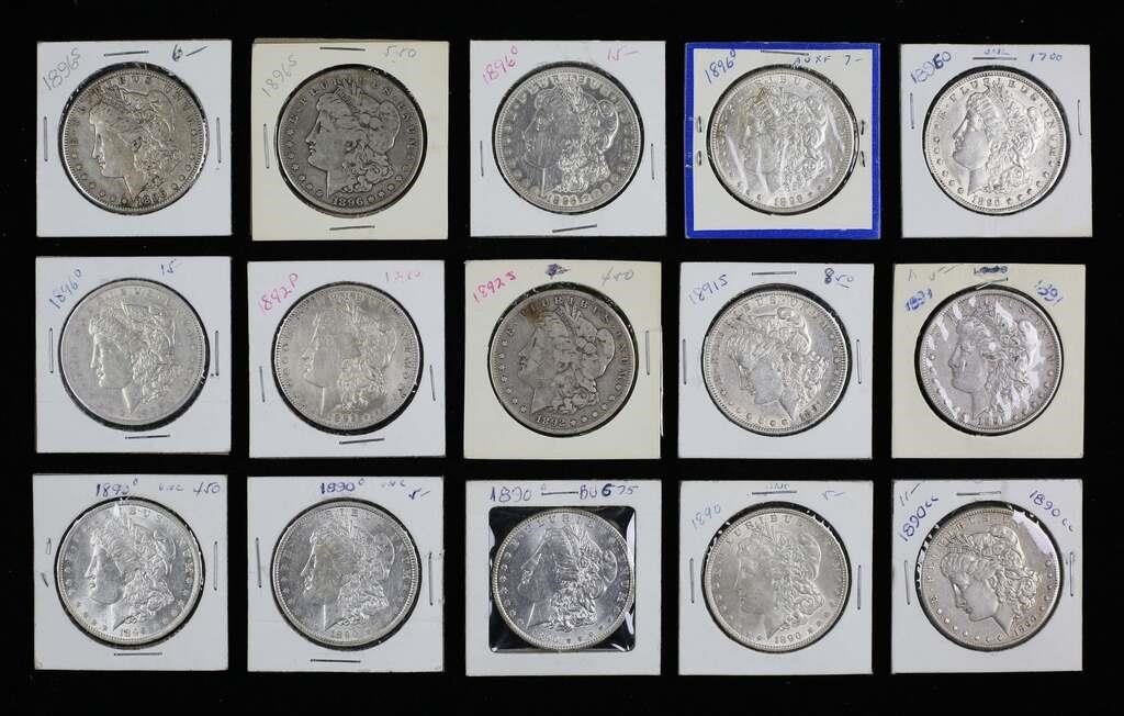 15 MORGAN SILVER DOLLARS1-1890