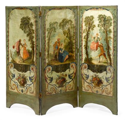 Louis XV style painted 3 panel 4ca8f