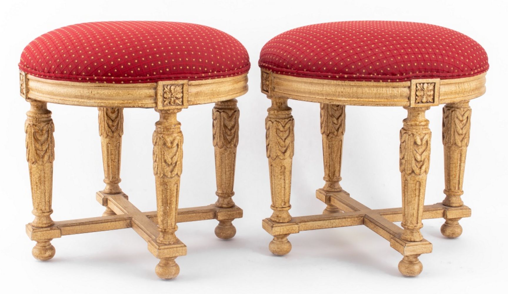 NEOCLASSICAL MANNER WOOD OTTOMANS  2fc291