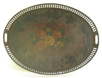 Large oval painted toleware tray 4c6be