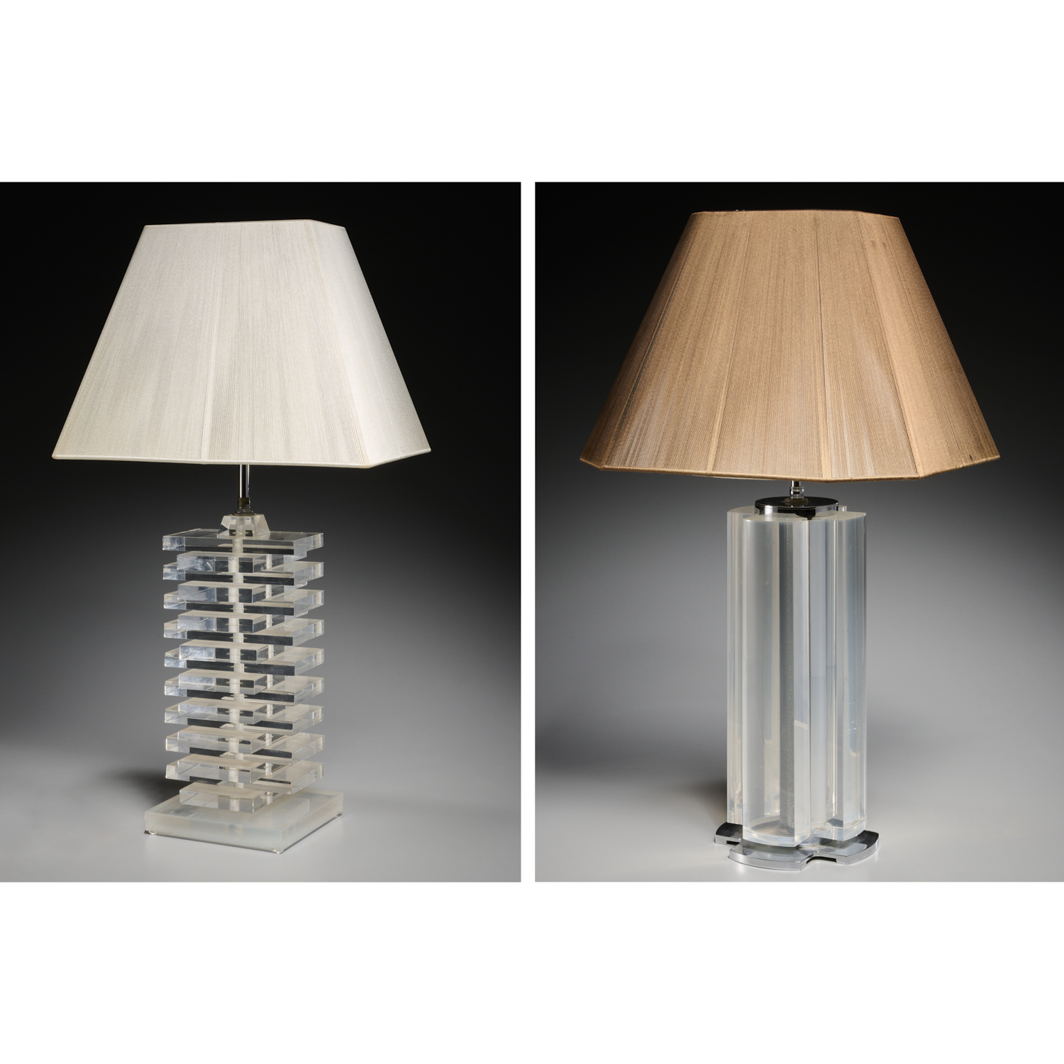 (2) MODERN LUCITE TABLE LAMPS c.