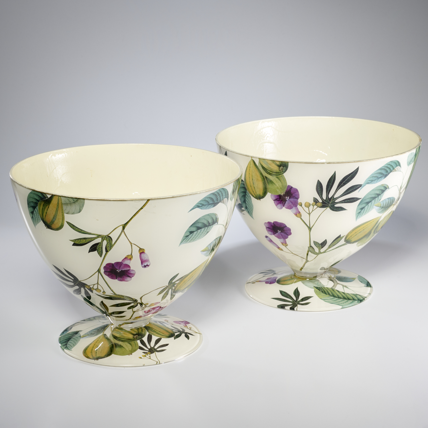 PAIR SCOTT POTTER BOTANICAL DECOUPAGE 2fc3aa