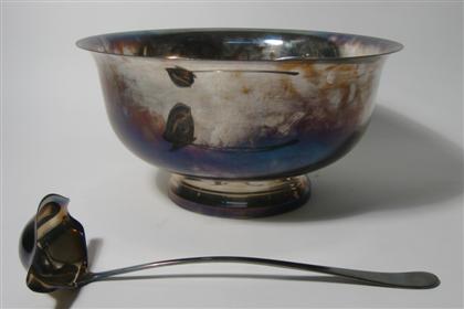 Silver plated punch bowl with ladle