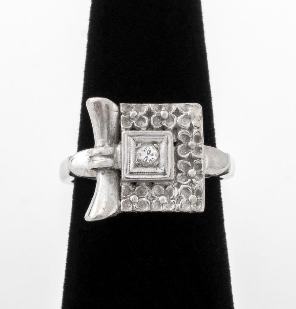 VINTAGE 14K WHITE GOLD & DIAMOND