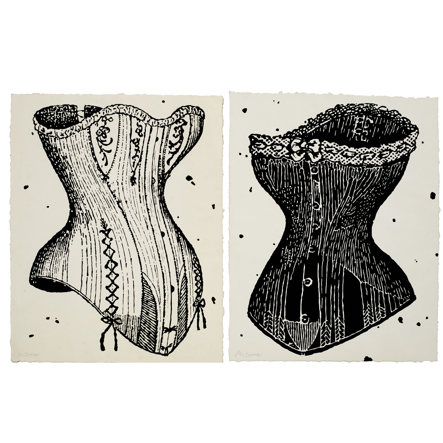 MCINTIRE, INK ON PAPER, CORSETS