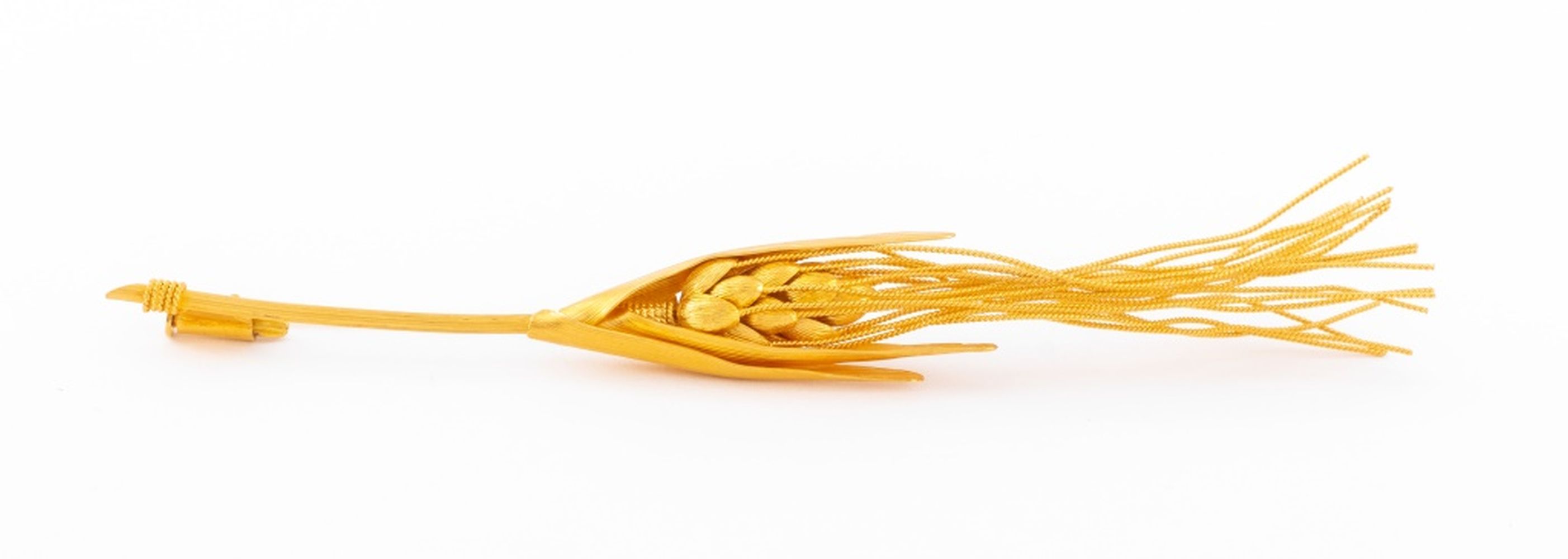 GREEK 22K YELLOW GOLD WHEAT BLADE PIN