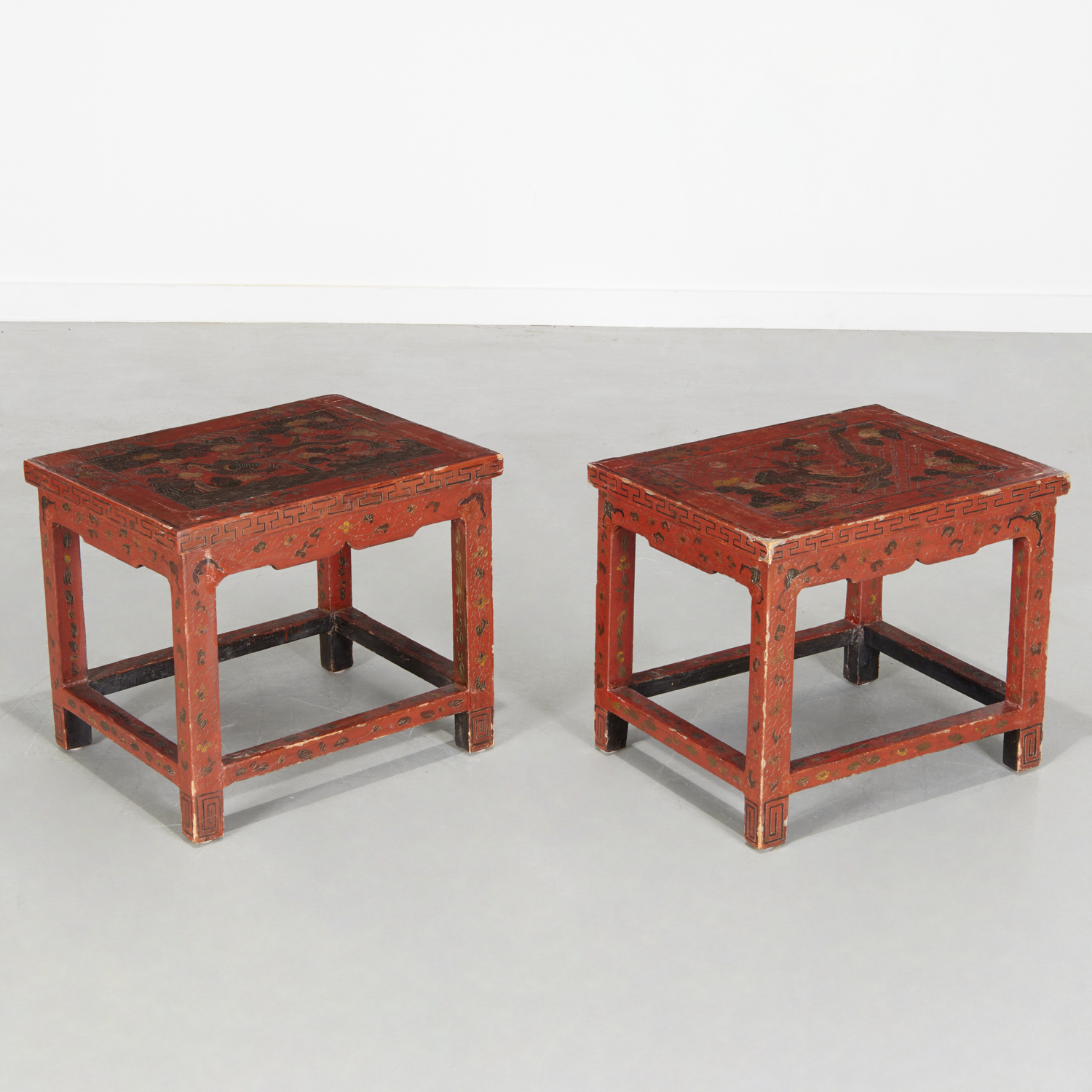 PAIR CHINESE EXPORT RED LACQUER