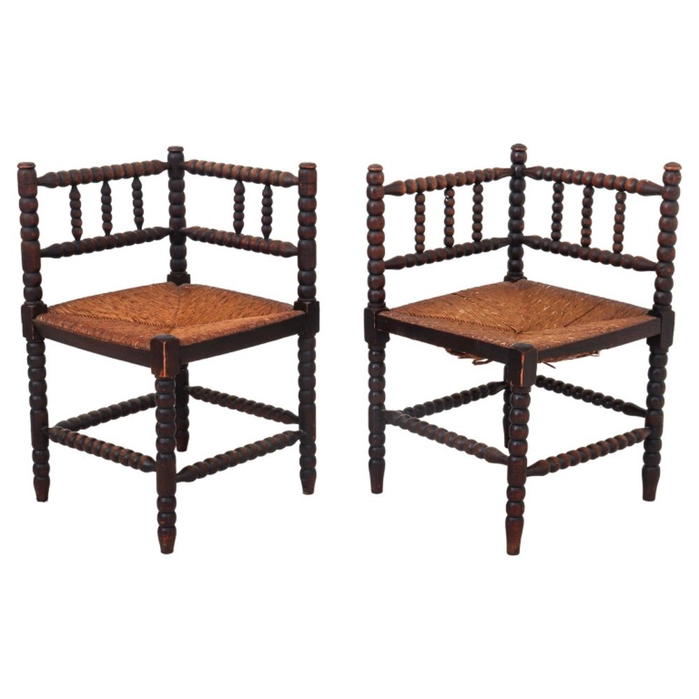 BRITISH BOBBIN TURNED CORNER CHAIRS,