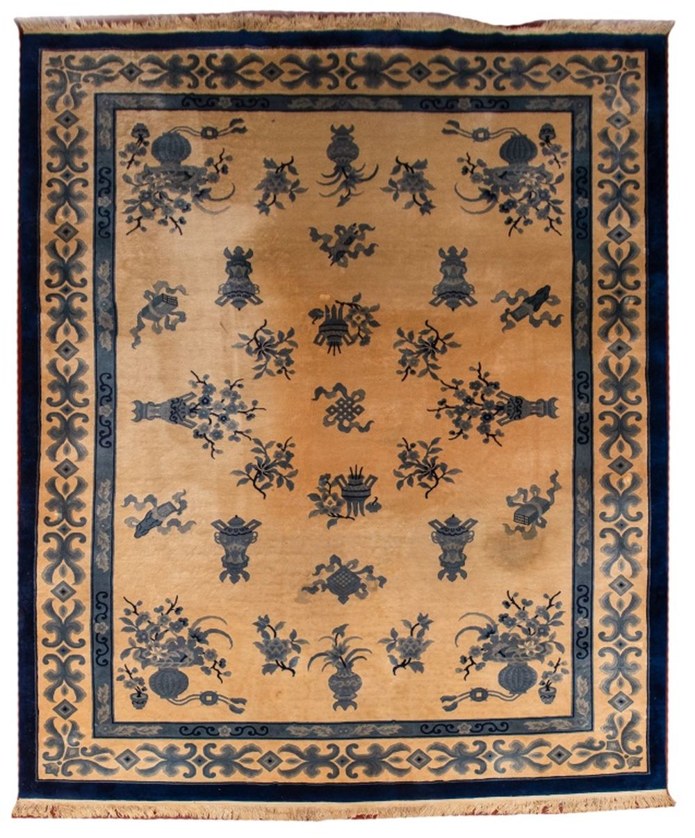 CHINESE WOOL FLORAL CARPET, 13'