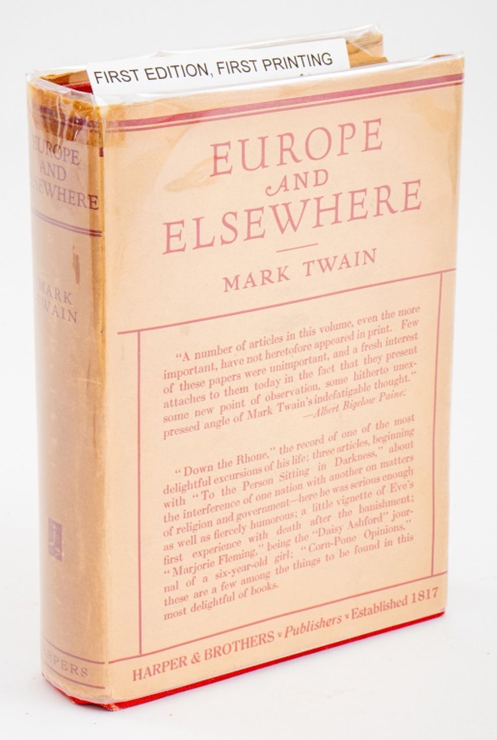 MARK TWAIN "EUROPE & ELSEWHERE,"