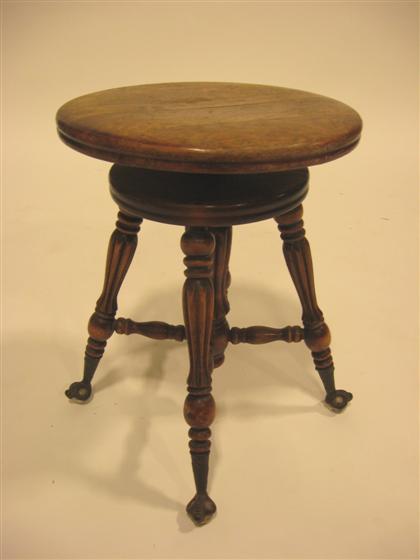 Victorian walnut piano stool    late