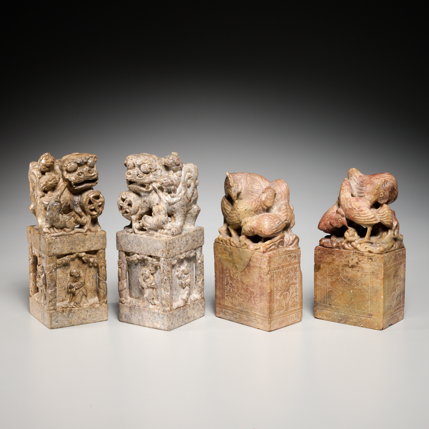 (2) PAIR CHINESE CARVED STONE SEALS